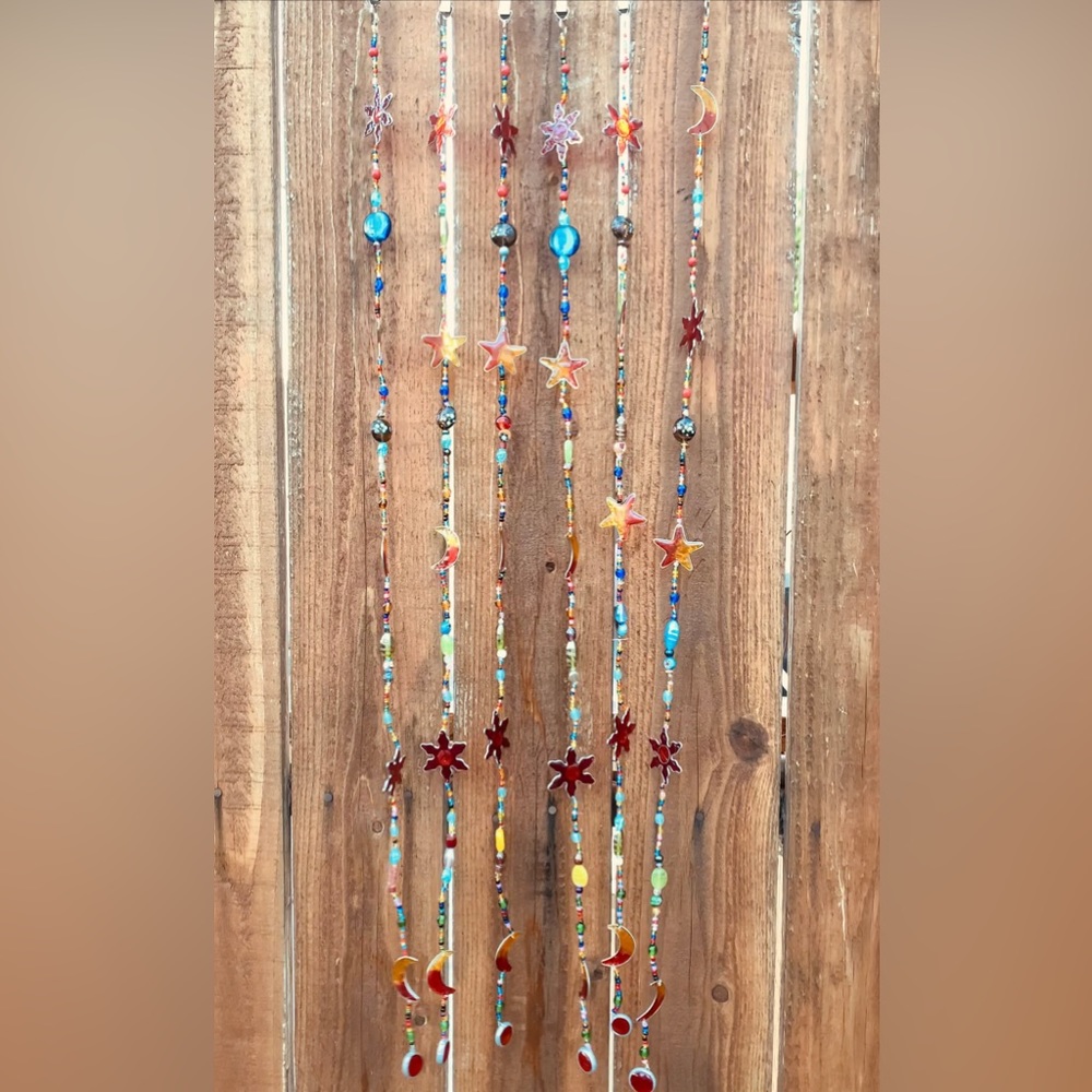 Celestial Strand Chakra Rainbow Sun Moon & Star Strand Sun Catcher Window Decor - Picture 4 of 13